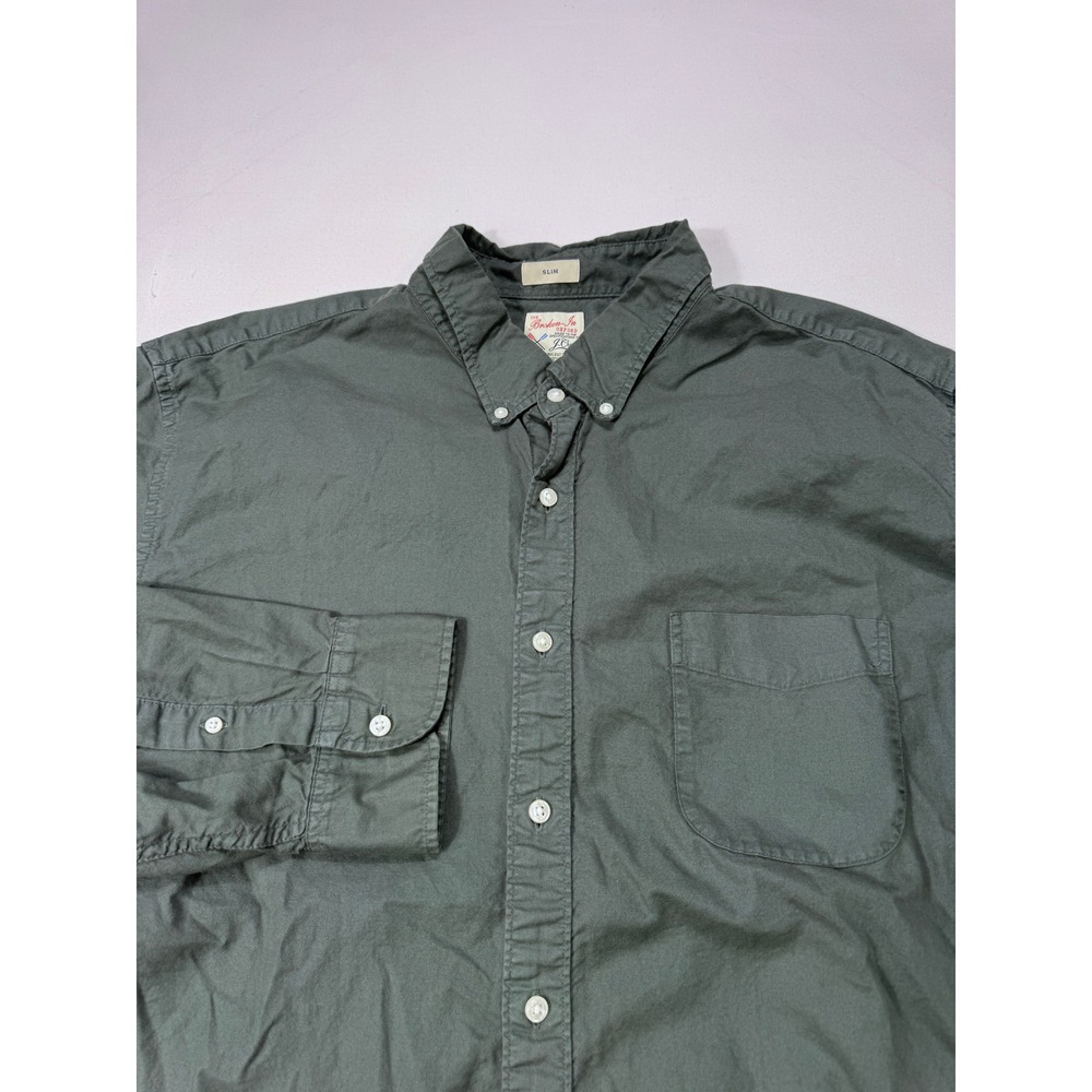 J Crew Broken-In Oxford Shirt Mens XL Slim Fit Green Long Sleeve Button Down